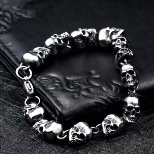 Punk Skull Skeleton Gothic Silver Colour Bracelet