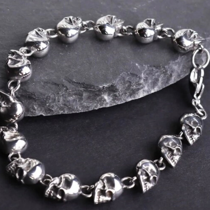 Punk Skull Skeleton Gothic Silver Colour Bracelet