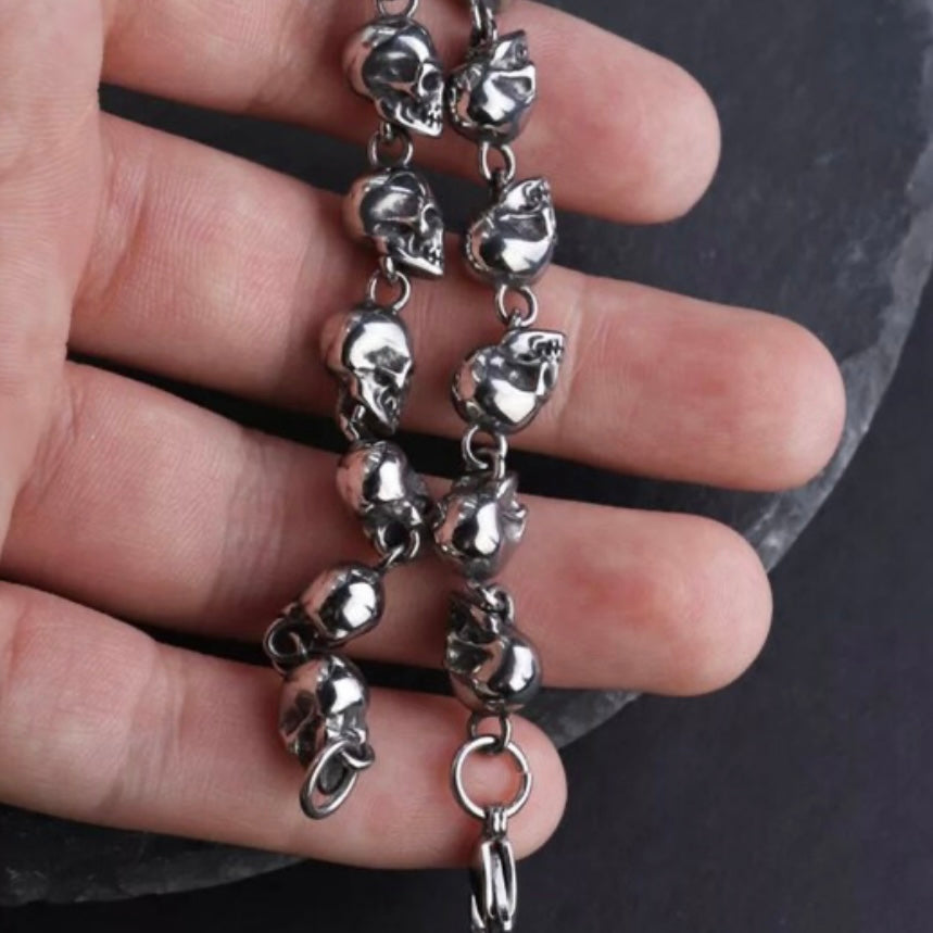 Punk Skull Skeleton Gothic Silver Colour Bracelet