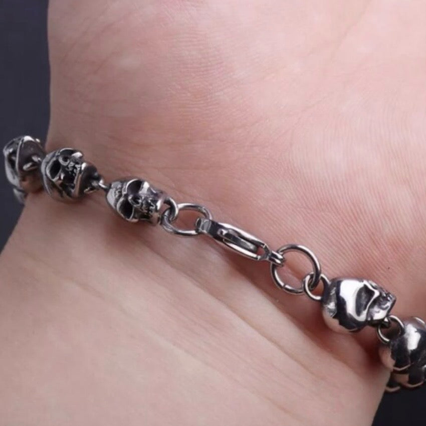 Punk Skull Skeleton Gothic Silver Colour Bracelet