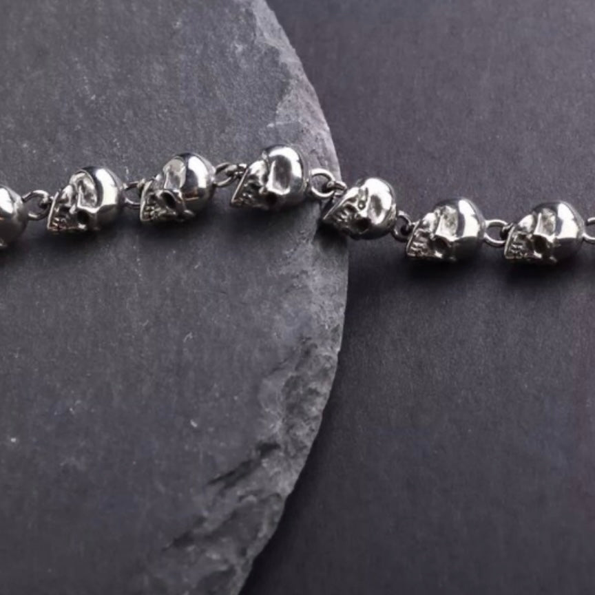 Punk Skull Skeleton Gothic Silver Colour Bracelet