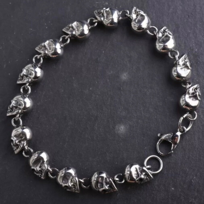 Punk Skull Skeleton Gothic Silver Colour Bracelet