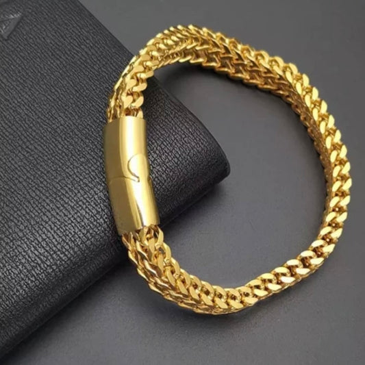 8mm Gold Colour Double Curb Chain Bracelet