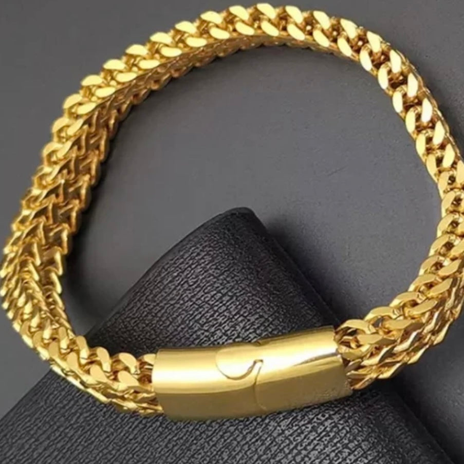 8mm Gold Colour Double Curb Chain Bracelet