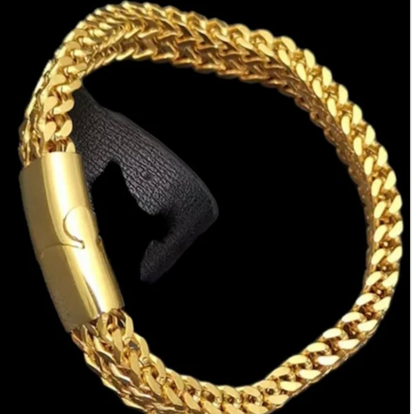 8mm Gold Colour Double Curb Chain Bracelet