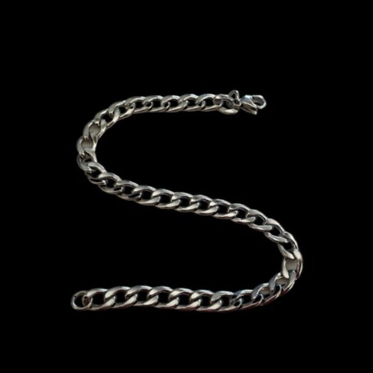 Slim Stainless Steel Silver Colour Curb Chain Bracelet