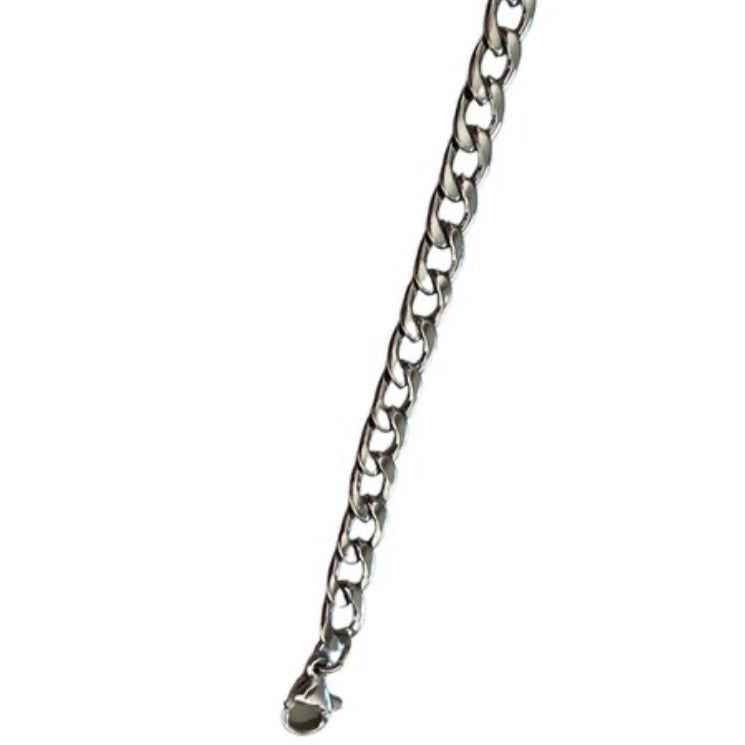 Slim Stainless Steel Silver Colour Curb Chain Bracelet