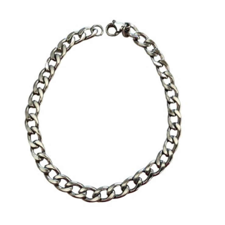 Slim Stainless Steel Silver Colour Curb Chain Bracelet