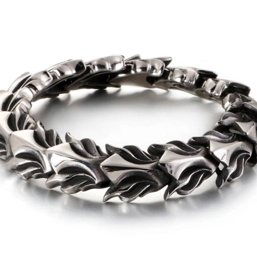 Old Silver Colour Stainless Steel 17mm Keel Chain Bracelet