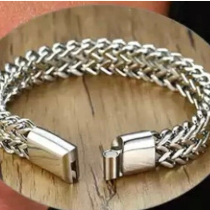 12mm, 10mm or 8.5mm Stainless Steel Double Curb Chain Bracelet