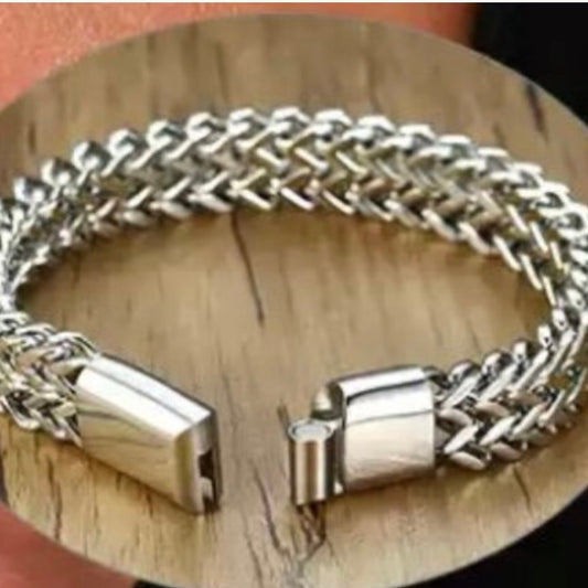 12mm, 10mm or 8.5mm Stainless Steel Double Curb Chain Bracelet