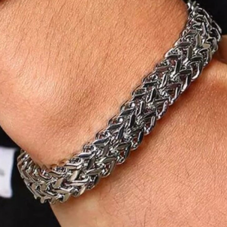 12mm, 10mm or 8.5mm Stainless Steel Double Curb Chain Bracelet