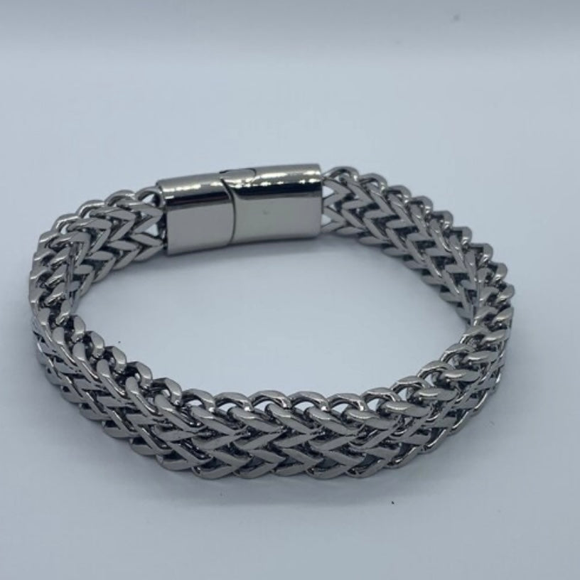 12mm, 10mm or 8.5mm Stainless Steel Double Curb Chain Bracelet