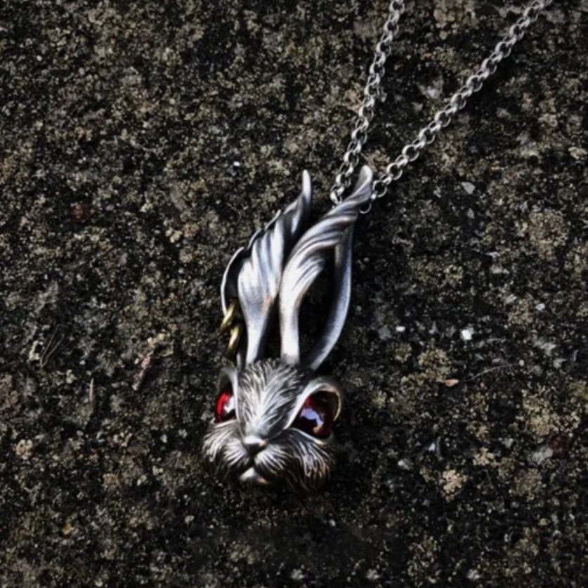 Rabbit Red Eyed Stainless Steel Pendant Necklace Chain