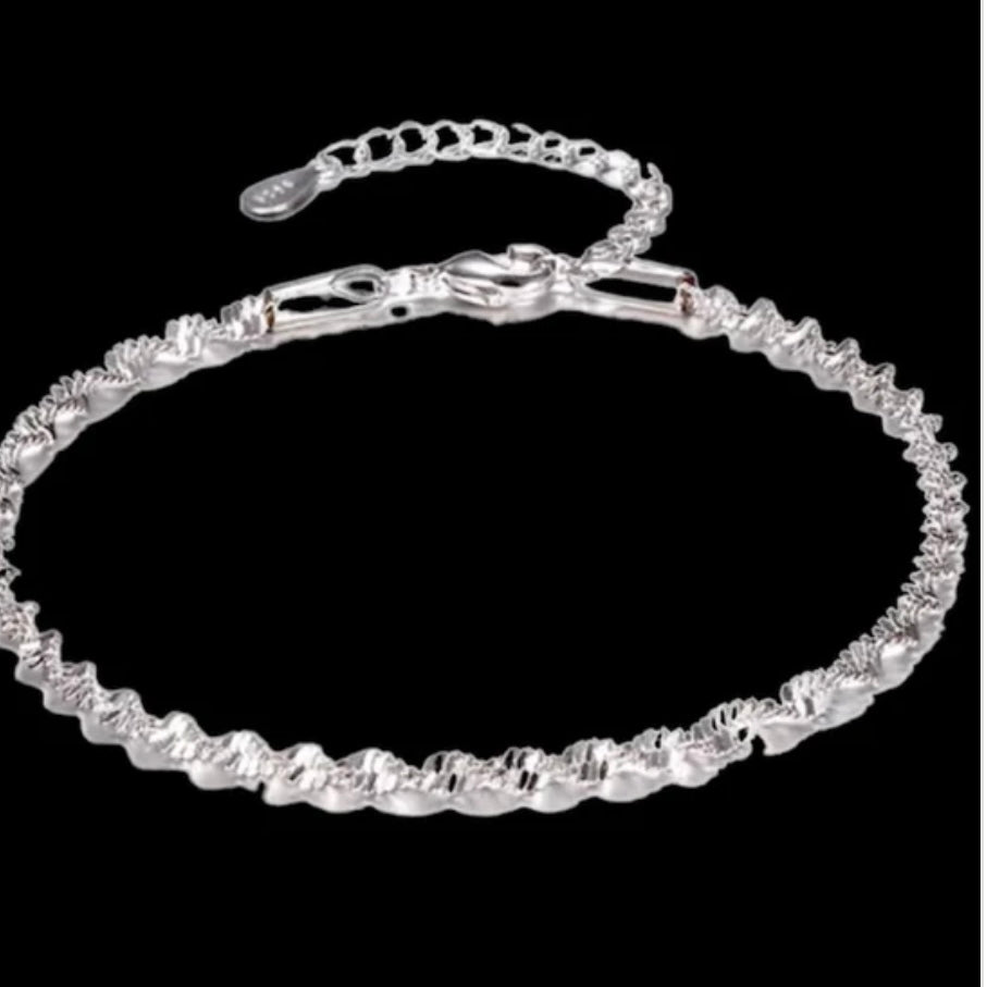 Trendy Caterpillar Twist Chain Bangle Bracelet Available in Silver or Rose Gold