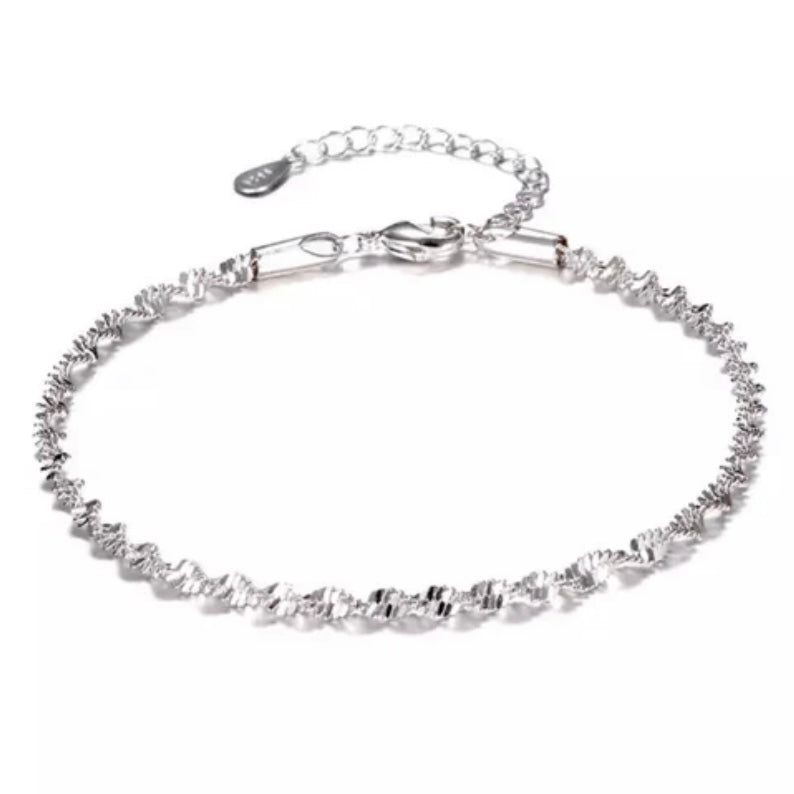 Trendy Caterpillar Twist Chain Bangle Bracelet Available in Silver or Rose Gold