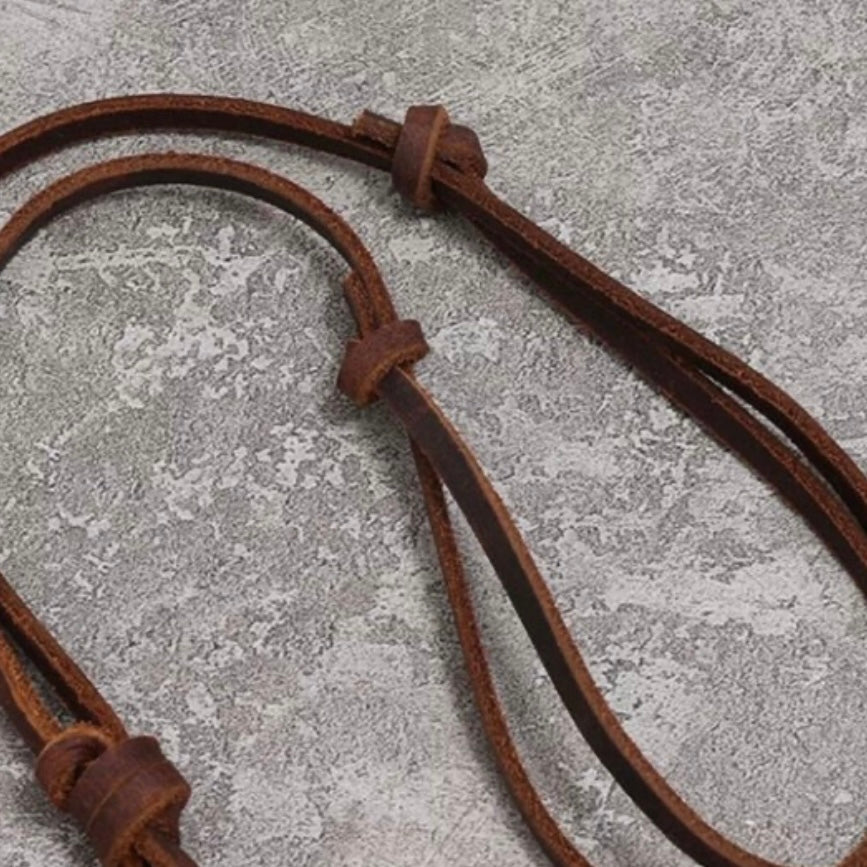 Brown or Light Brown Leather Flip-Flop Pendant on Brown Leather Rope Necklace