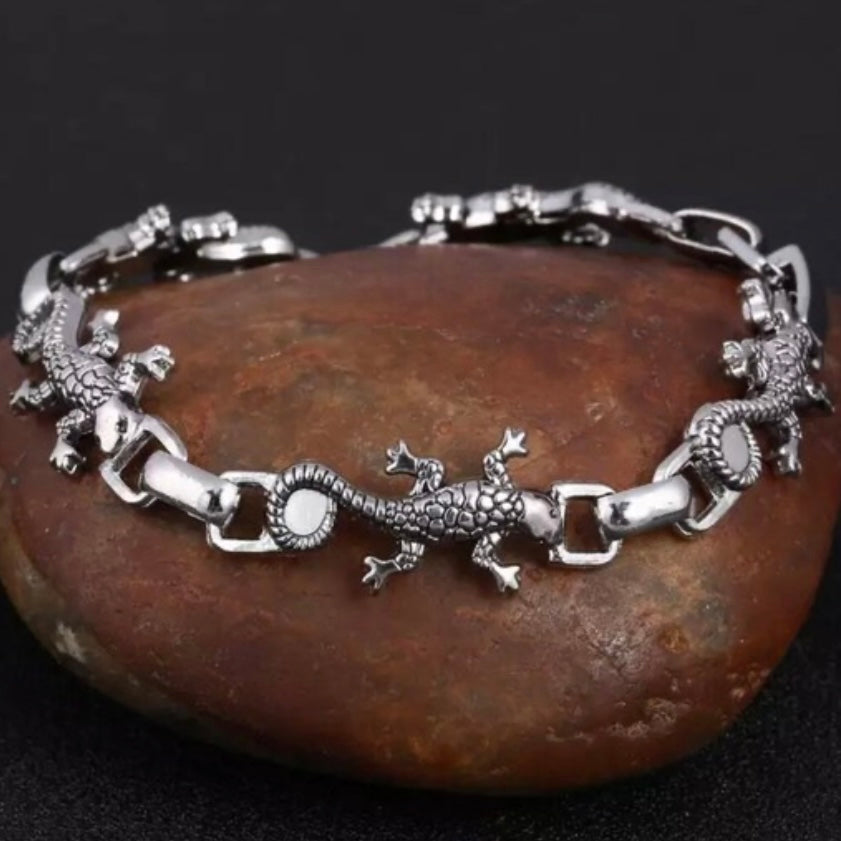 Silver Coloured Lizard Bracelet Bangle