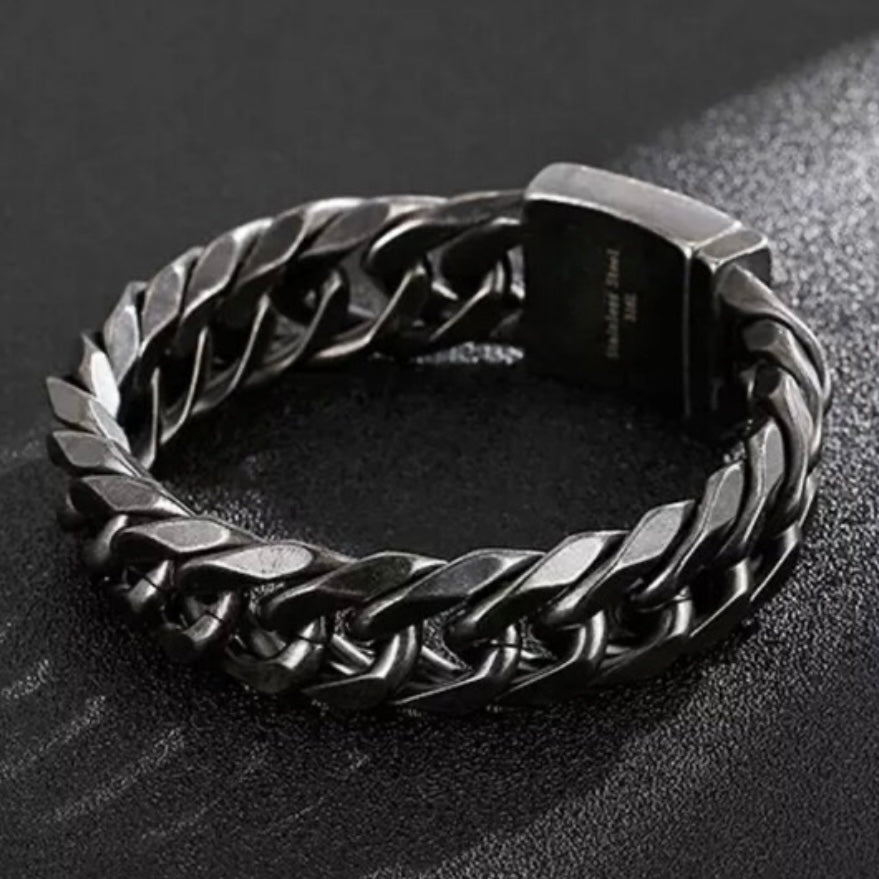 19mm Whip Chain Black Stainless Steel Biker Bracelet