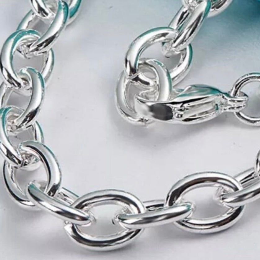 Original Simple Silver Colour Link Chain Necklace with Lobster Clasp