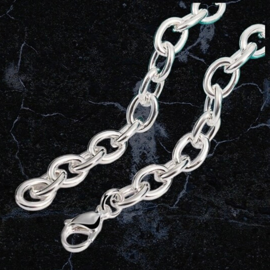 Original Simple Silver Colour Link Chain Necklace with Lobster Clasp