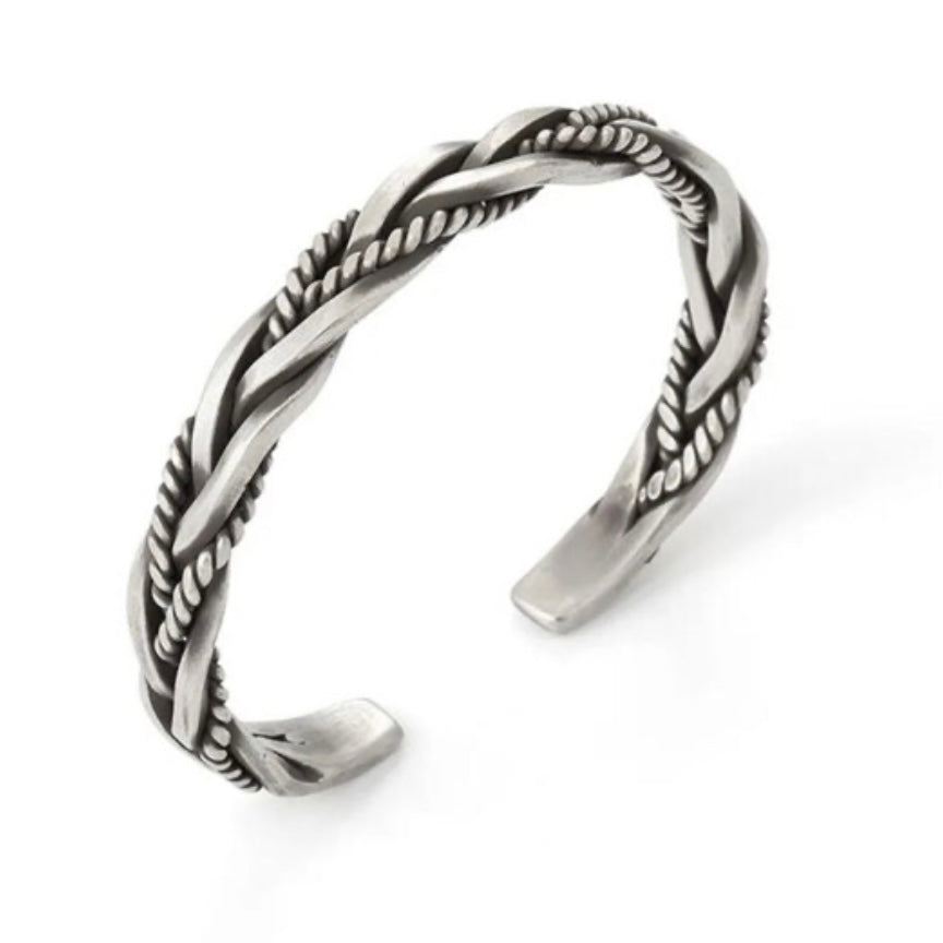 Silver Colour Twisted Unique Retro Open Adjustable Bracelet Bangle