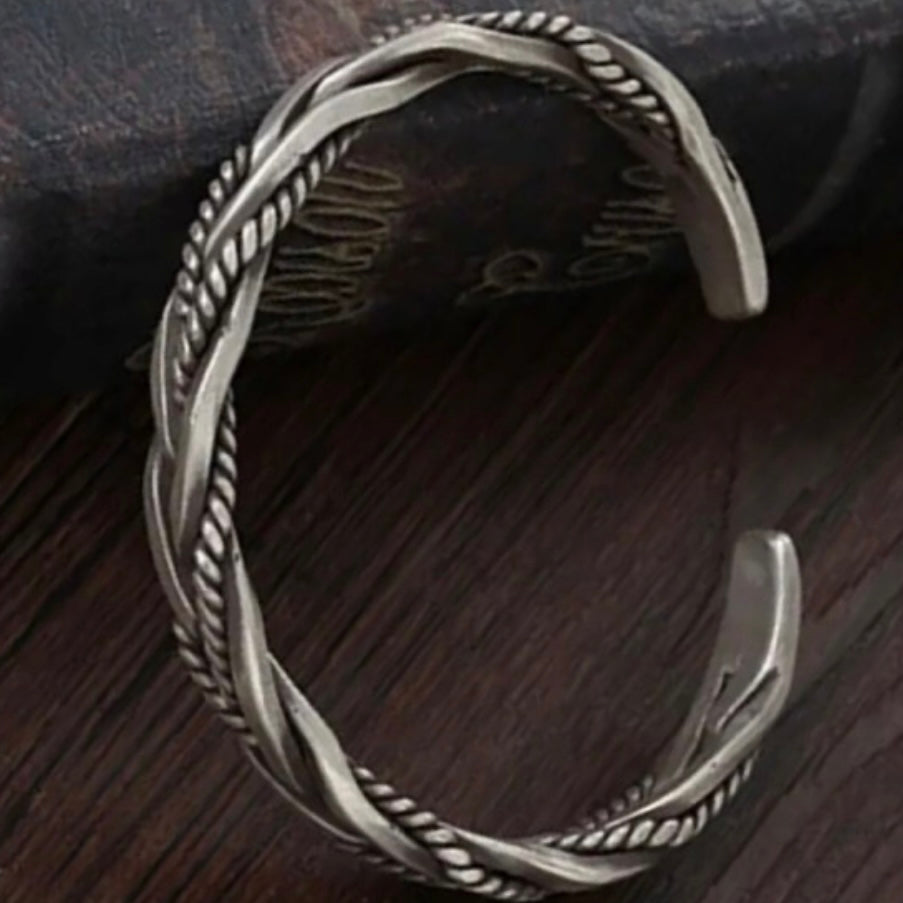 Silver Colour Twisted Unique Retro Open Adjustable Bracelet Bangle