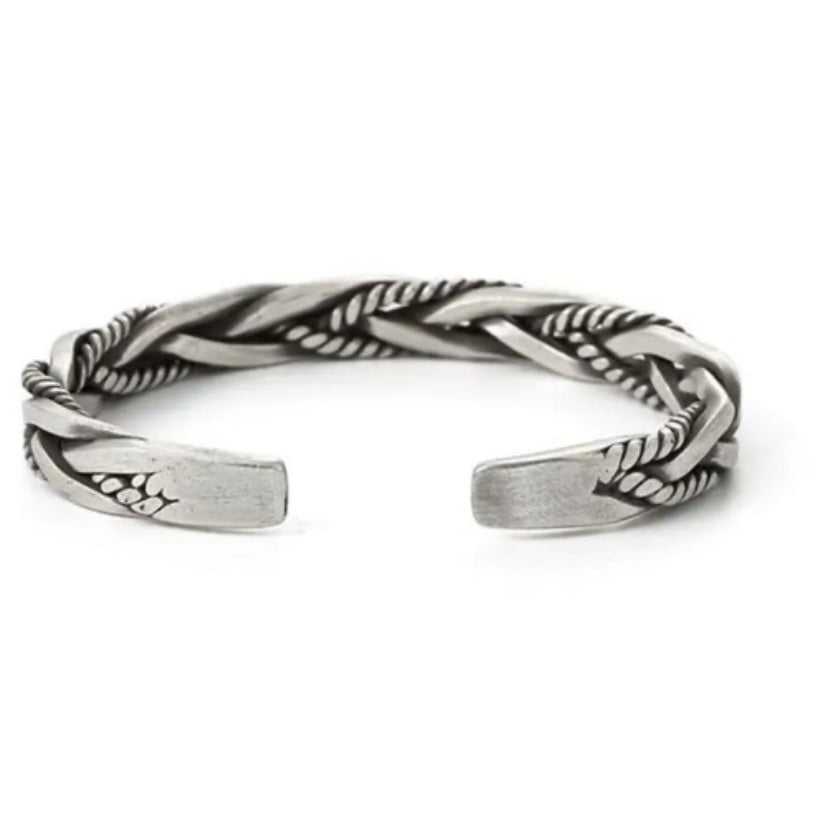 Silver Colour Twisted Unique Retro Open Adjustable Bracelet Bangle