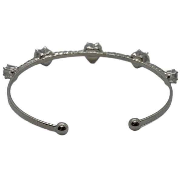 Five Heart Diamante Adjustable Bangle Bracelet