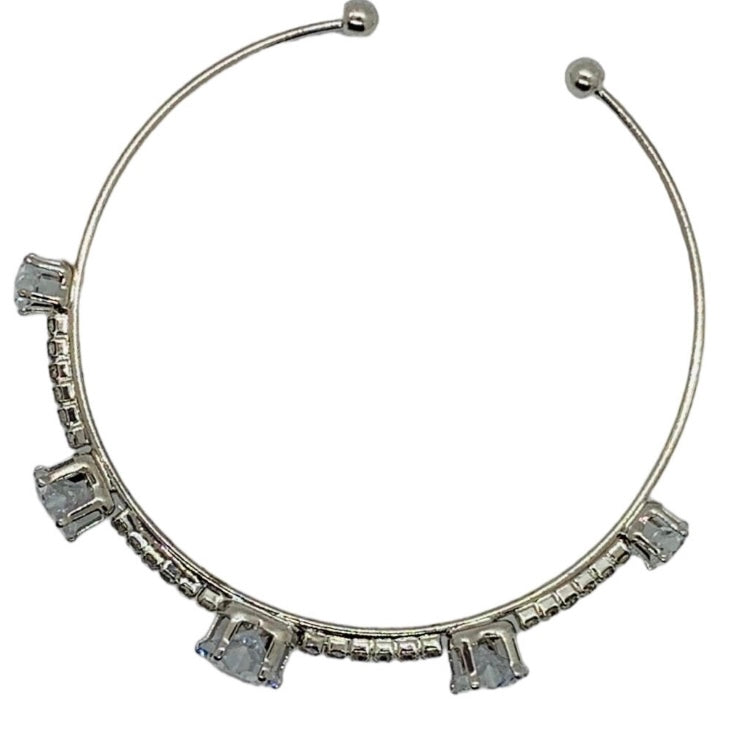 Five Heart Diamante Adjustable Bangle Bracelet