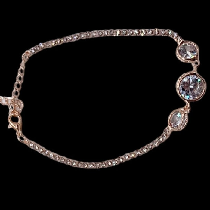 Rose Gold Diamante Bracelet with Genuine Clear Crystal Stones