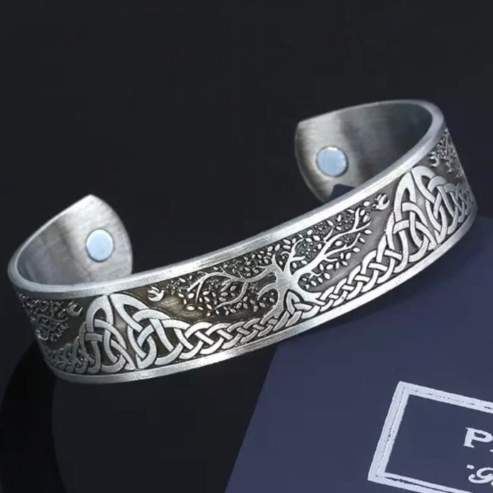 Viking Tree of Life Plated Magnetic Bangle Bracelet