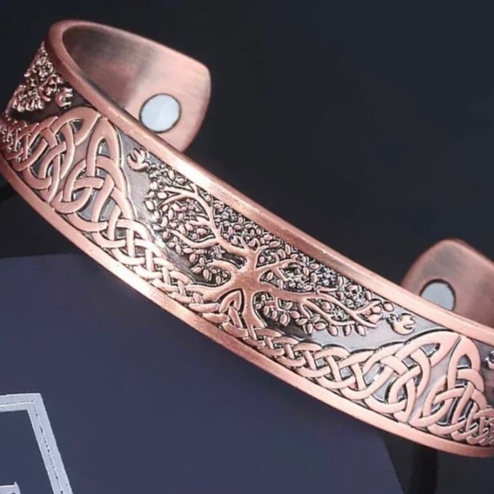 Viking Tree of Life Plated Magnetic Bangle Bracelet