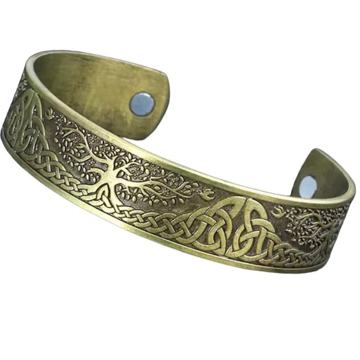 Viking Tree of Life Plated Magnetic Bangle Bracelet