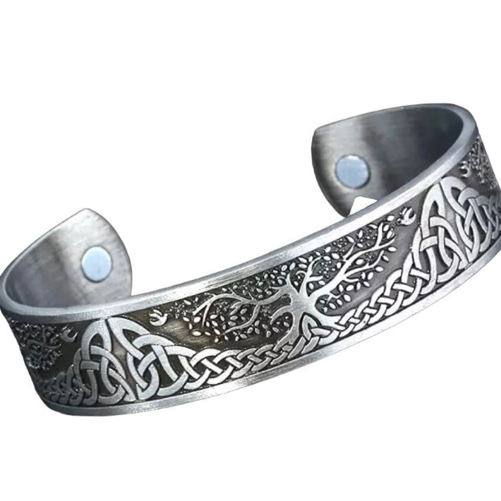 Viking Tree of Life Plated Magnetic Bangle Bracelet