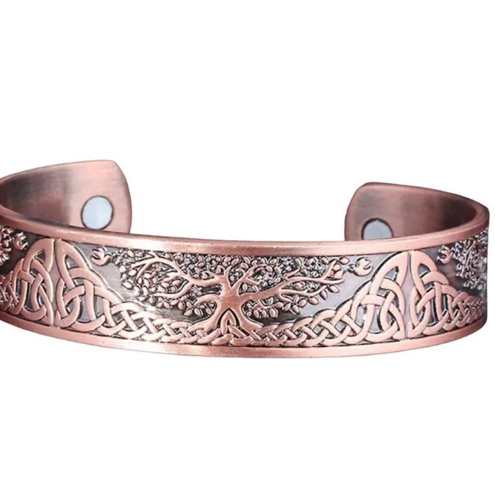 Viking Tree of Life Plated Magnetic Bangle Bracelet