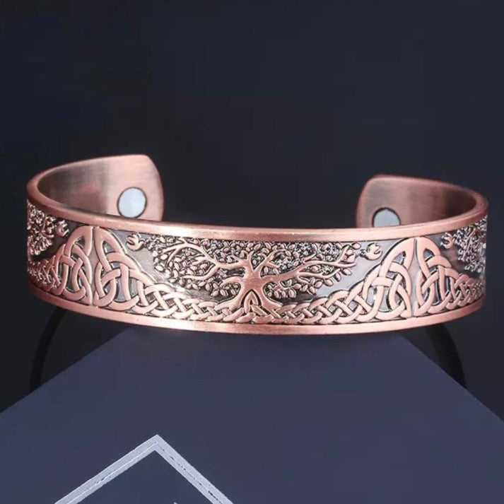 Viking Tree of Life Plated Magnetic Bangle Bracelet