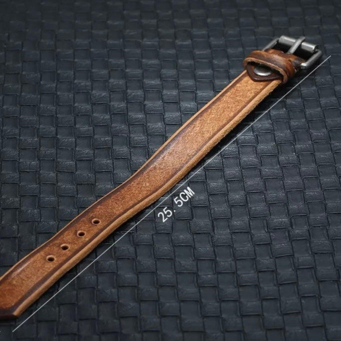 Slim Trendy Brown Leather Belt Style Leather Bracelet