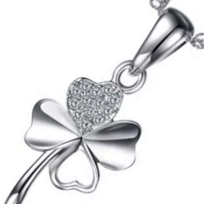 4 Leaf Clover Style Crystal Pendant Necklace