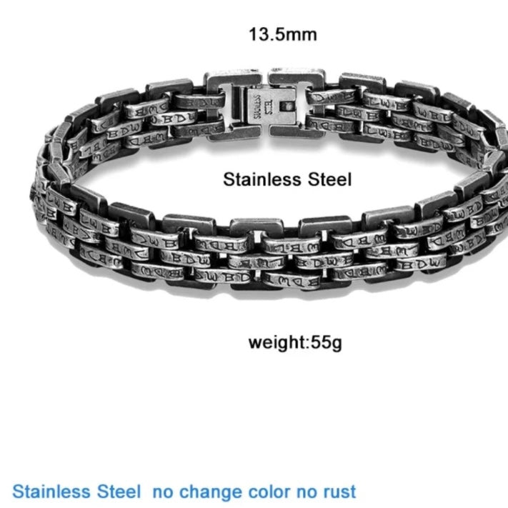 13.5mm Vintage Chain Link Punk Rock Stainless Steel Motorcycle Bracelet