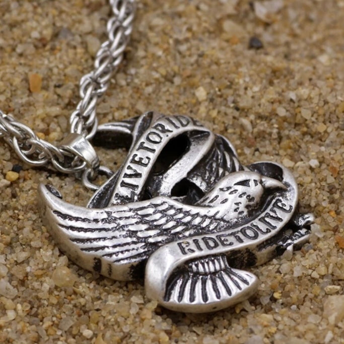 Retro Punk Eagle Stainless Steel Born to Ride Ride to Live Pendant