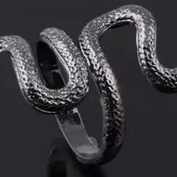 Gothic Punk Retro Snake Serpentine Ring Available in Silver or Black Colour