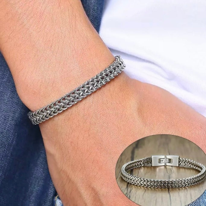 6.5mm Stainless Steel Double Curb Chain Bracelet Available in Black Gold and Silver