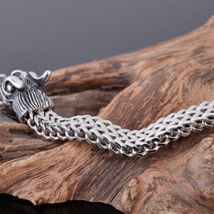 Stunning 11mm Stainless Steel Double Dragon Head Bracelet