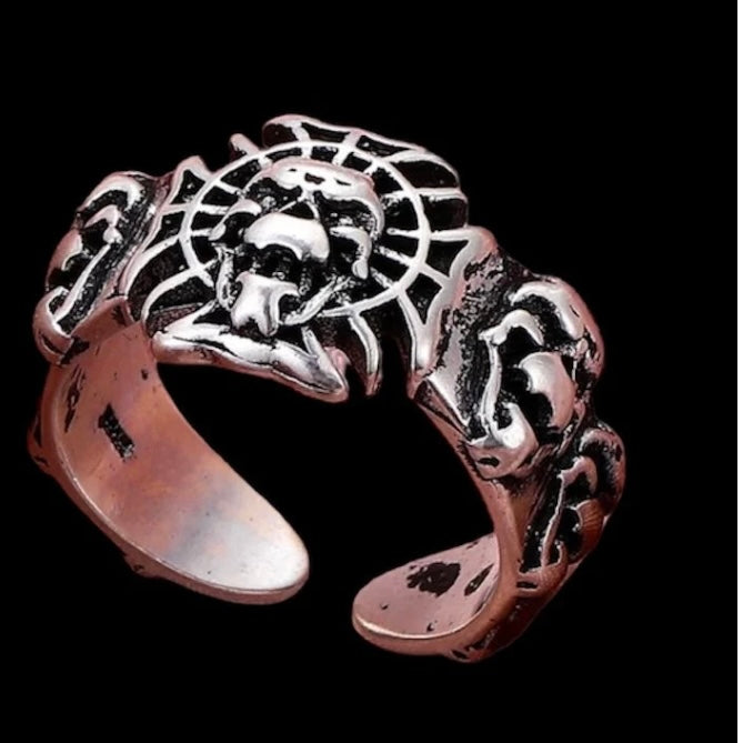 Punk Gothic Silver Colour Skull Open Adjustable Ring