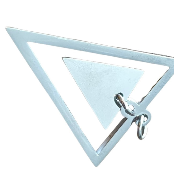 Double Triangle Pendant with Stainless Steel Chain Necklace