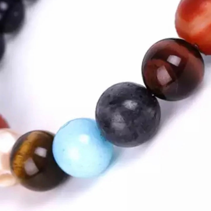 10mm and 8mm Natural Stone Universe Solar System Planets Beaded Chakra Yoga Bracelet