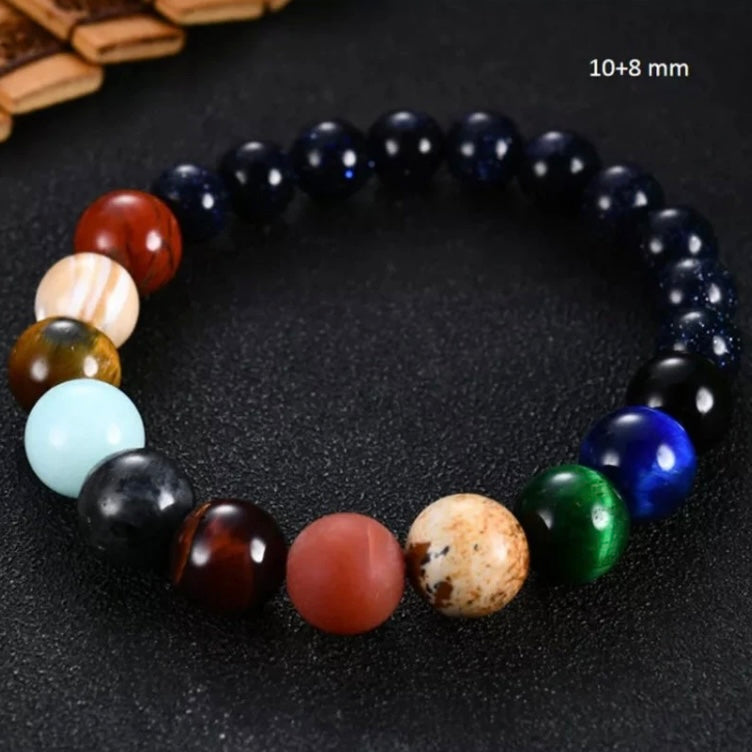 10mm and 8mm Natural Stone Universe Solar System Planets Beaded Chakra Yoga Bracelet