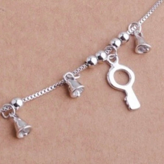 Silver Colour Lock Key Anklet