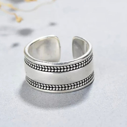 Silver Colour Smooth Open Ring